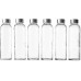 Glass Water Bottles Set of 6 - Glass Juice Bottles with Lids - Reusable Juice Jars - Durable & Eco Friendly - BPA Free Leak-Proof - Multi-Purpose Bottle for Travel & Everyday Use - 18 oz