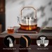 Fluted Glass Tea Pot with Infusers for Loose Tea, Clear TeaPot Stovetop Safe, Vintage Kettle Teapot with 4 Ribbed 2.5oz Tea Cup, Unique Tea Maker Gift for Loose Leaf Blooming - 34oz (1000ml)