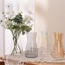 Glass Vases for Flowers, 8 Inch Tall Ins Modern Irised Crystal Clear Glass Vases for Centerpieces Home Desk Decoration, Decorative Glass Table Vase for Birthday Wedding Housewarming Gift,Amber