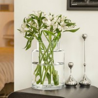 Clear Glass Vases Flower Vases for Centerpieces 9" Large Glass Cylinder Vase for Home Wedding Party Events Office Entryway
